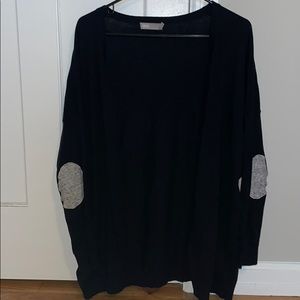 Black Cardigan with Grey Elbow Patches